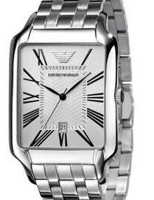 Emporio Armani AR0427 Stainless Steel Bracelet Gents Chronograph Watch with Silver Dial