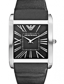 Emporio Armani Men's AR2006 Slim Black Leather Strap Watch