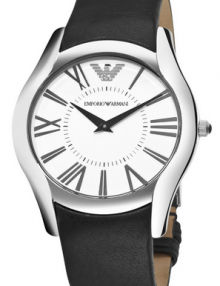 Emporio Armani Men's AR2020 Classic Black Leather Band Watch