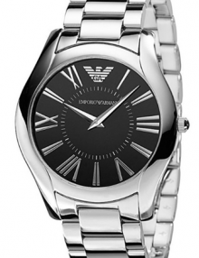 Emporio Armani Men's AR2022 Slim Black Lacquered Dial Watch