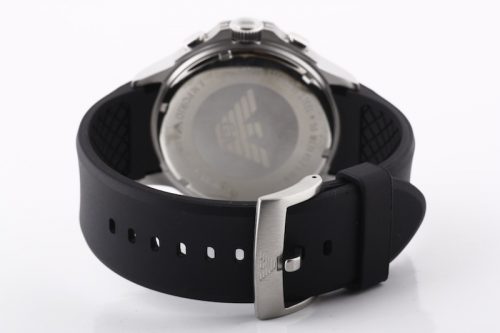 Emporio Armani Gents Sport Chronograph Black Rubber Strap Watch AR0634