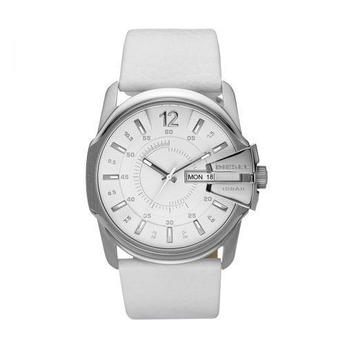 Diesel DZ1405 Men's Watch Leather Bracelet White Tone Dial Date Display