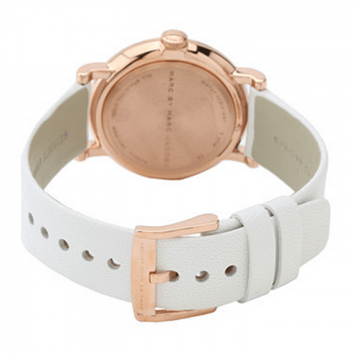 Marc By Marc Jacobs MBM1283 Baker Rose Gold Tone White Leather Watch