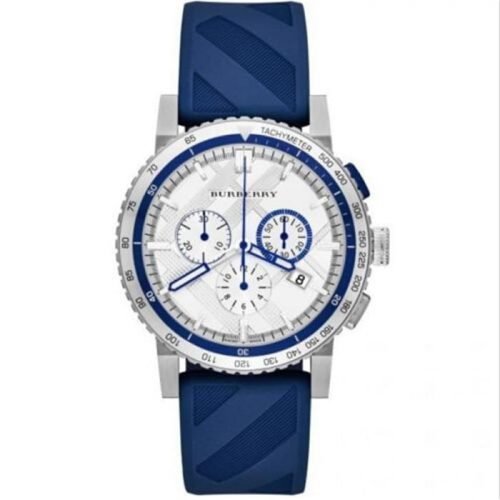 Burberry BU9808 City Sport Swiss Analog Quartz Blue Rubber Strap Chronograph Mens