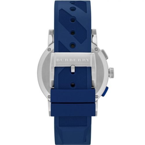 Burberry BU9808 City Sport Swiss Analog Quartz Blue Rubber Strap Chronograph Mens