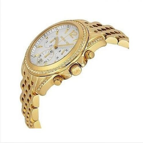 Michael Kors MK5835 Pressley Chronograph White Dial Gold-tone Ladies Watch
