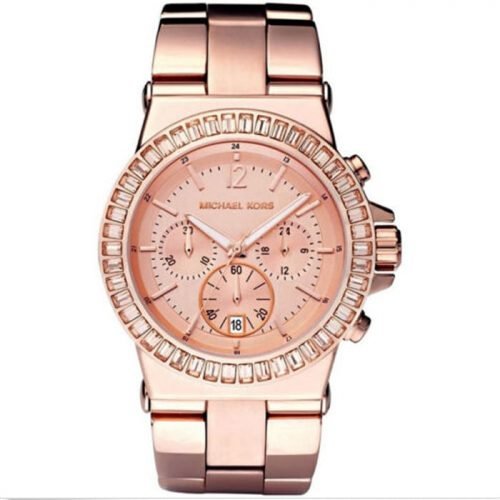 Michael Kors MK5412 Watches Ladies Dylan Glitz Chronograph Rose Gold Dial Watch
