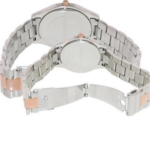NEW Michael Kors MK3204 Silver Dial Two Tone Mens Womens Set Watch