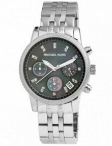 Michael Kors Diamond Mk5021 Black Womens' Steel Chronograph Watch-0