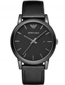 Emporio Armani AR1732 Mens Classic Black Dial Black leather Strap Watch