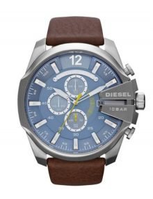 Diesel DZ4281 Chief Series Men's Chronograph Blue Dial Watch Brown Leather Band