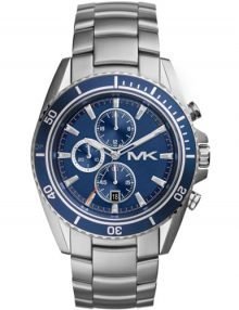 Michael Kors Jetmaster Navy and Silver-Tone Stainless Steel Chronograph Men's watch #MK8354