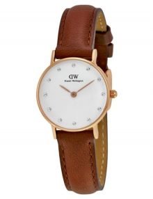 Daniel Wellington 0900DW St Mawes Ladies White Dial Brown Leather Band Watch 36mm