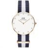 Daniel Wellington 0953DW Classy Glasgow Crystal-Accented Nylon Band Ladies Watch 34mm