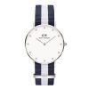 Daniel Wellington 0963DW Females Classic Glasgow Crystal-Accented Navy & White Nylon Strap Watch 34mm