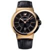 Swarovski 1124142 Piazza Grande Black Dial & Leather Band Watch with Rose Gold Tone Stainless Case