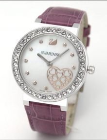 Swarovski 1185833 Citra Sphere White Hearts Dial Purple Leather Strap Womens Watch