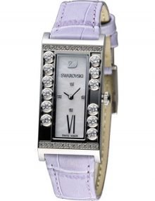 Swarovski 5096684 Lovely Crystals Square Lilac Ladies Watch with Purple Leather Band