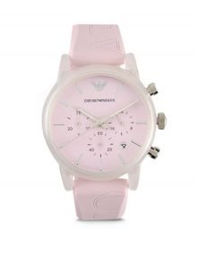 Emporio Armani AR1056 Women's Classic Pink Silicone Analog Quartz Watch with Pink Dial