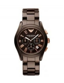 Emporio Armani ceramica AR1446 Mens Brown Chronograph Dial Watch