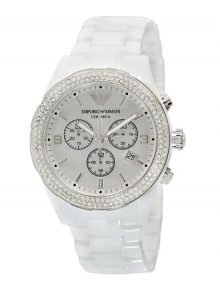 Emporio Armani ceramica With White Crystals Chronogragh Ladies Watch AR1456 $299.95 - designerswatch.Com