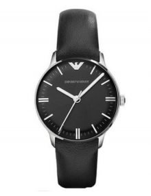 Emporio Armani AR1600 Ladies Classic Black Dial & Leather Band Watch