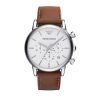 Emporio Armani Chronograph White Dial Brown Leather Mens Watch AR1846