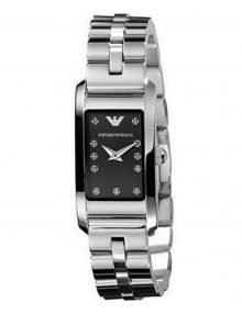 Emporio Armani AR3166 Ladiesstainless steelstainless steel Bracelet Black Dial Watch with Stone Setting