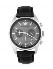 Emporio Armani Sportivo Black Leather Chronograph Mens Watch AR5994