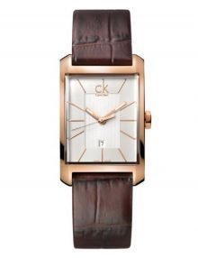 Calvin Klein K2M23620 Slim Windows White Square leather Strap watch