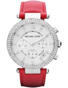 Michael Kors Women's Chronograph Parker Pink Leather Strap 39mm MK2278