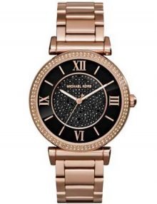 Michael Kors MK3356 Catlin Women's Black Crystal Pave Dial Rose Gold Stainless Steel Watch