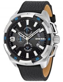 Diesel DZ4392 Heavyweight Gents Black Leather Chronograph Watch
