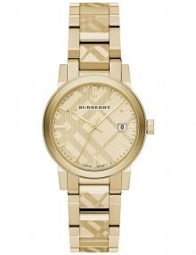Burberry Women's 34mm Gold Check Stamped Stainless Steel