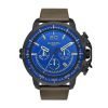 Diesel Deadeye dz4407 men's blue watch - chronograph oversize black ion case leather band