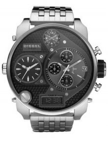 Diesel DZ7221 Oversized Badass SBA Silver Black Dial Mens Watch